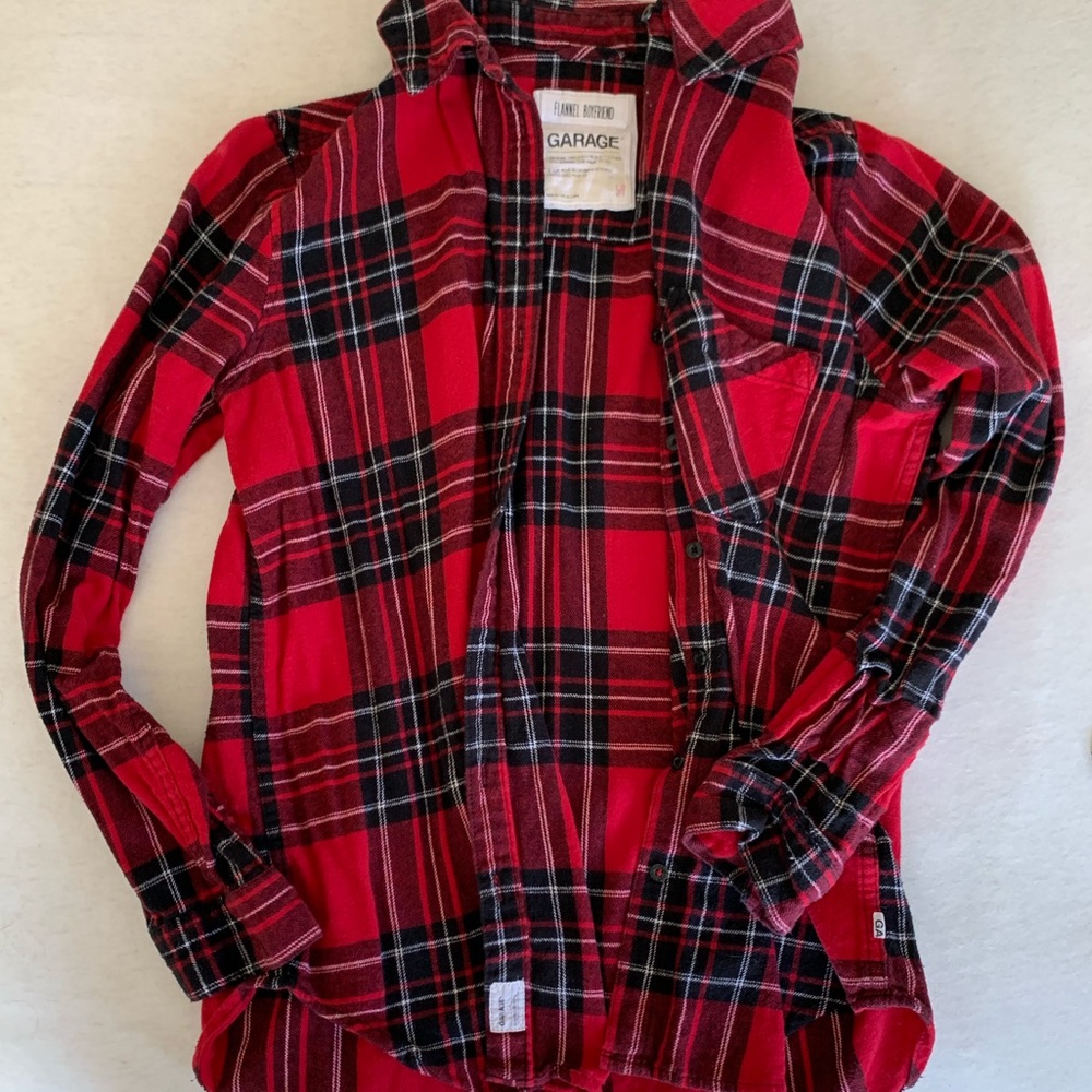 Red white and black garage flannel